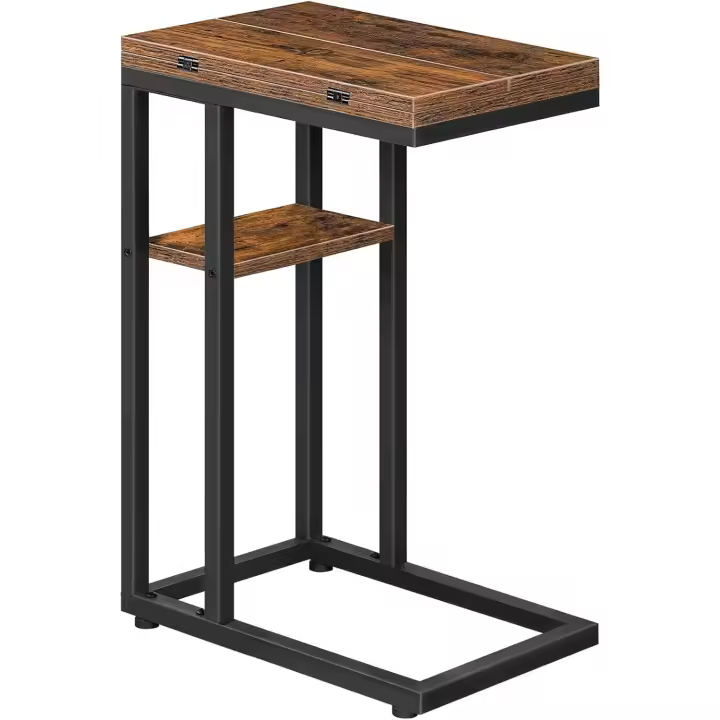 Sofá en Forma de C Plegable, Mesa Pequeña de Centro de Estilo Industrial, Mesa de Café con - 1