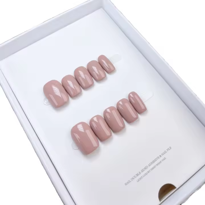 Uñas Postizas de Vestir - Uñas de Color Beige Elegantes y Brillantes |   Alta Calidad y Fácil de Usar - 1