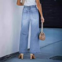 Jeans de Pierna Ancha de Cintura Alta Pantalones Sueltos con Cintura Elástica para Mujeres - details 2