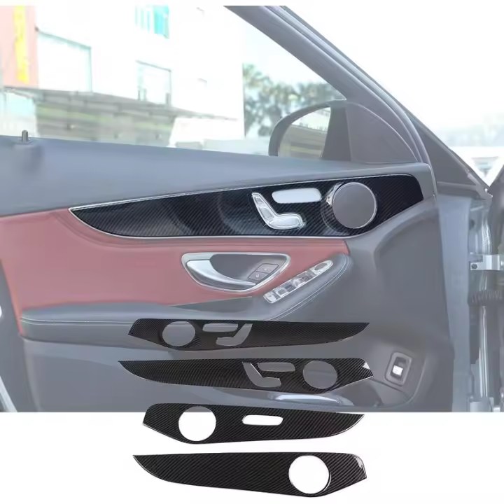 YIWANG Panel Decorativo de Puerta Interior Estilo Fibra de Carbono, Cubiertas de Molduras 4 piezas Para Mercedes Benz Clase C W205 C180 2015-2021 Auto - 1