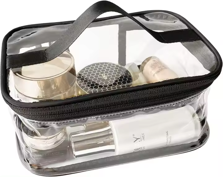 Bolsa de aseo para maquillaje, neceser transparente, portátil, de viaje, gran almacenamiento, 2 piezas - 1