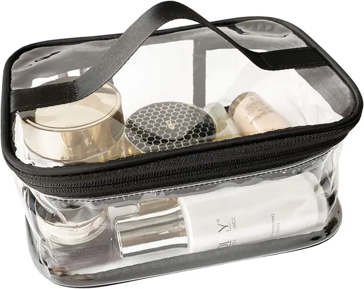 Bolsa de aseo para maquillaje, neceser transparente, portátil, de viaje, gran almacenamiento, 2 piezas - 1