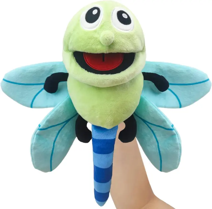 Marioneta de mano realista de felpa para niños, marionetas de animales de insectos para niños, Animal de peluche de insectos, marioneta de mano con boca movible, 13" - 1
