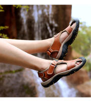 Sandalias clásicas de cuero genuino para hombre, zapatos transpirables de cuero de vaca, sandalias romanas suaves para exteriores, Verano - details 10