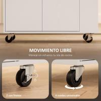 Cocina con Ruedas Carrito de Cocina Mueble Auxiliar de Cocina con 2 Puertas Cajón Especiero de 3 Niveles Toallero y Estante Ajustable 82x38x86,5 cm Blanco - details 5