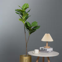 Rama de árbol Artificial para decoración del hogar, plantas grandes de Banyan falsas, hojas de árbol de goma de plástico para jardín, oficina y habitación, 103cm, 2 tenedores - details 3