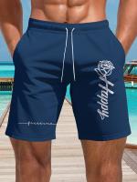 Bañadores de Secado Rápido para Hombre en Azul Marino con Bolsillos - Shorts Casuales de Verano para Playa y Piscina, Estampado Geométrico "PRIMERO", Cintura Elástica - details 1