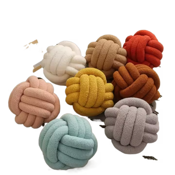 Cojín de terciopelo de cordero tejido a mano, bien acolchado, protector de cintura, decoración del hogar, cojín de bola anudada, respaldo, cojín - 1