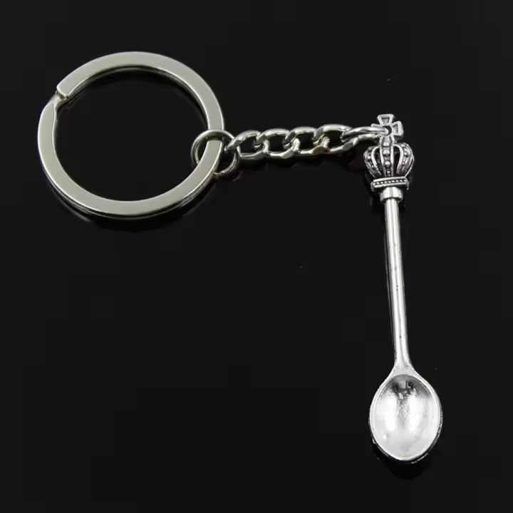 Adornos de moda navideña, joyería de Color plateado, colgante de regalo, llavero con forma de cuchara, llavero de Metal, baratijas - 1