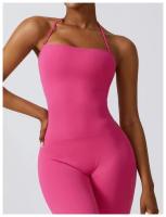 Mono de Yoga ajustado para mujer, traje deportivo informal con correa extraíble, pantalones acampanados, ropa deportiva para gimnasio y entrenamiento - details 2