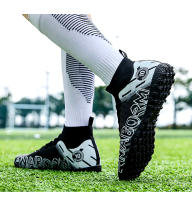 Zapatos de fútbol TF/FG para hombre, botas de fútbol de tobillo alto para niños pequeños, hierba antideslizante para exteriores, zapatillas de entrenamiento Multicolor, nuevas - details 22