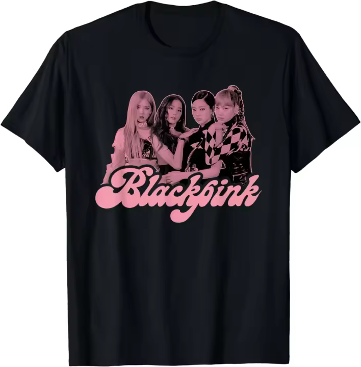 Camiseta de Foto Rosa BLACKPINK Moda para Hombres Camisetas - 1