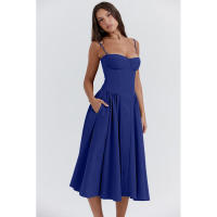 Vestido Largo Vintage de Verano 2025 Estilo de Corte Real con Cuello de Corazón Dulce - details 49