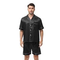 Conjunto de Pijama de Manga Corta para Hombre de Talla Grande Pantalones Cortos de Satén, Ropa de Dormir Fresca, Traje de Pijama Informal de Verano - details 13