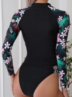 Bikini estampado nuevo para mujer, traje de baño dividido adelgazante conservador con protector solar de manga larga - details 9