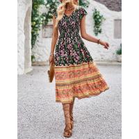 Vestido de verano con estampado bohemio, estilo de vacaciones, cuello en V, manga acampanada, moda para mujer - details 12