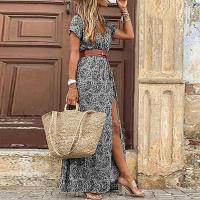 Vestido Bohemio de Verano 2024 para Mujer Cuello en V Floral con Cinturón - details 8