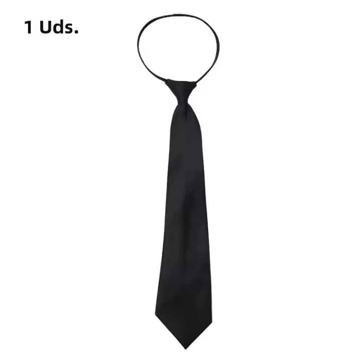 Corbata Simple Para Hombre Y Mujer Negra Mate Clip en Uniforme De Traje Estilo Moda Tamaño Unico Adecuado Para Estudiantes Y Funerales - 1