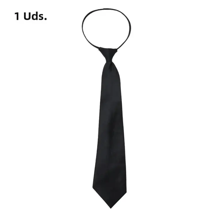 Corbata Simple Para Hombre Y Mujer Negra Mate Clip en Uniforme De Traje Estilo Moda Tamaño Unico Adecuado Para Estudiantes Y Funerales - 1
