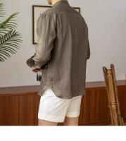 Camisa de Lino para Hombre Verano 2025 Cuello Henley Elegante Manga Larga Transpirable - details 16