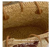 Bolso de Mano de Paja Tejido a Mano Bolso de Playa de Hombro para Vacaciones de Gran Capacidad - details 5