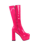 Botas de longitud media para mujer, con plataforma impermeable, tacón grueso, cremallera lateral, botas de moda de charol, Otoño/Invierno 2025 - details 9
