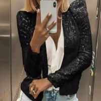 Chaqueta de Lentejuelas Versátil de Moda Manga Larga, Cuello Abierto, Brillo - details 3