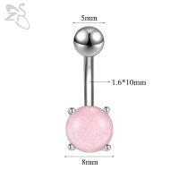 ZS-Anillo de Ombligo de acero inoxidable para mujer, Piercing redondo, joyería de Ombligo, cristal de corazón, 14G, 1 unidad - details 2