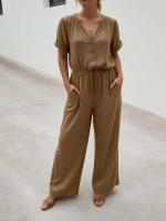 Top holgado sin mangas de lino y algodón para mujer, pantalones de pierna ancha, conjunto de dos piezas, informal de tres piezas - details 5