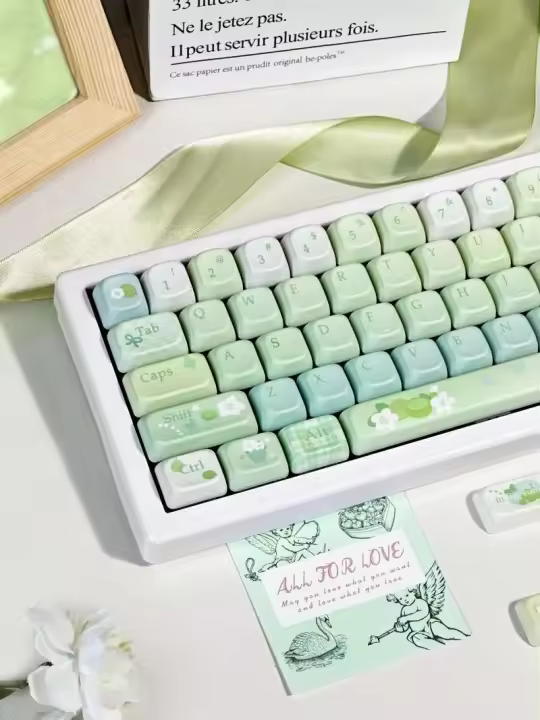 Juego de teclas Gardenia Green Grape, 143 teclas, perfil Cherry/Foa, sublimación de tinte PBT, teclas personalizadas para teclados Nical - 1
