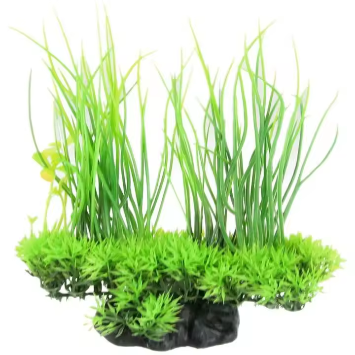 Planta de plástico Artificial para decoración de Acuario, adorno verde de 8,3 pulgadas - 1