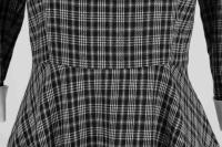 2025 nuevo Vintage marrón a cuadros Rockabilly Midi vestidos cuello vuelto arco 3/4 manga larga Otoño Invierno mujer vestido elegante - details 21
