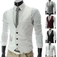 Chalecos para hombre con cuello en V, sin mangas, con botones y bolsillos, chaleco de traje a la moda. - details 2