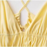 Vestido de noche elegante OUWU Cadena larga amarilla con cuello en V Ropa de playa para vacaciones de verano - details 1