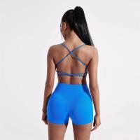 Ropa interior de Color sólido con espalda cruzada para mujer, Sujetador deportivo para Fitness, Top para Yoga, entrenamiento integral, almohadilla para el pecho, correa de espagueti, belleza - details 10