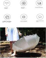 Sombrilla de rayas para hombre y mujer, sol y lluvia, sombrilla de rayas plegable negra, sombrilla compacta para mujer (10 costillas, blanco) - details 1