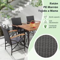 2 Silla Ratan, Sillas Jardin Exterior con Cojín Suave con Cremallera, Marco de Metal Resistente, Sillas Terraza Mimbre, 62 x 56 x 89 cm, hasta 180 kg, Patio Trasero, Balcón, Piscina (Estilo 1) - details 3