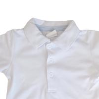 Body Bebé - Manga Corta Algodón - Polo Clásico Liso, Cuello Botones + Broches Antifugas - 2 Piezas Azul Claro/Blanco - Ropa Niño Cómoda - Verano - 061306 - details 1