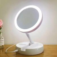 Espejo Led plegable con carga USB o batería, espejo de tocador blanco para maquillaje, cosmético con luz - details 0