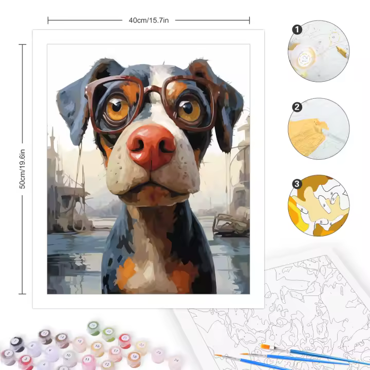 RUOPOTY Pintura Acrílica de Números Arte Abstracto de Perro en Lienzo Decoración del Hogar Única - 1