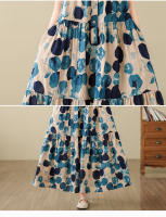 Vestido de Lino de Algodón para Mujer en Talla Grande Bohemia Cuello Redondo Sin Mangas Falda Larga de Ajuste Suelto Estampado - details 14