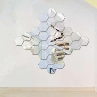 6/12 Uds. Pegatinas autoadhesivas de espejo de pared acrílico hexagonal de 4 colores, calcomanías de azulejos de mosaico para ración, adornos artísticos DIY, regalo - details 2