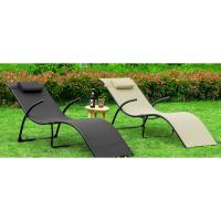 Set de 2 Tumbonas de Jardín Reclinables – Sillas Ergonómicas de Exterior con Almohada y Bolsillos Laterales, Tejido Transpirable, 150 kg, para Playa, Terraza, Camping y Piscina OGS28-NBx2 - details 6