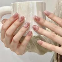 24pcs Uñas Postizas Almendro Rosa Y Nude Para Mujeres Y Niñas Decoración De Uñas Con Lazo Falso De Resina Artículos De Manicura - details 14