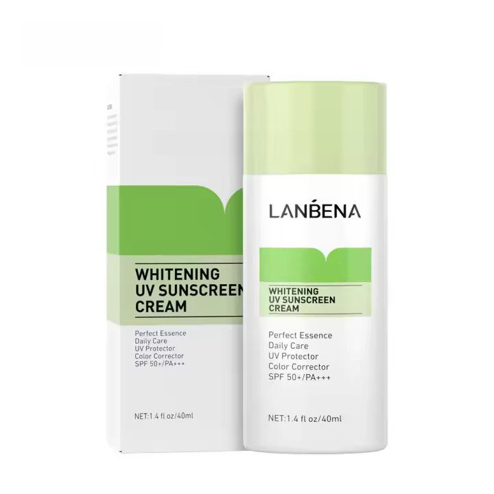 LANBENA crema blanqueadora con protección solar Uv verde SPF50 +++ brillo e hidratación piel cara bloqueador solar protección Solar cuidado diario 40ml - 1