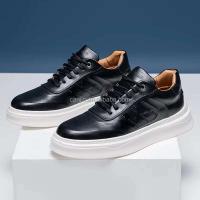 Nuevos zapatos blancos genuinos de alta calidad para hombre, zapatos de cuero de Italia, capa superior, zapatillas con elevador de Color desnudo puro para hombre - details 8