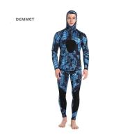 Traje de neopreno de camuflaje de 3mm con capucha de fisión de manga larga 2 piezas de neopreno sumergible para hombres traje de buceo impermeable que mantiene el calor - details 12