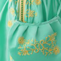 Vestido de princesa de manga larga bordado para niñas, disfraz de flores para niñas, vestido árabe de Dubái, bata musulmana de Ramadán. - details 23