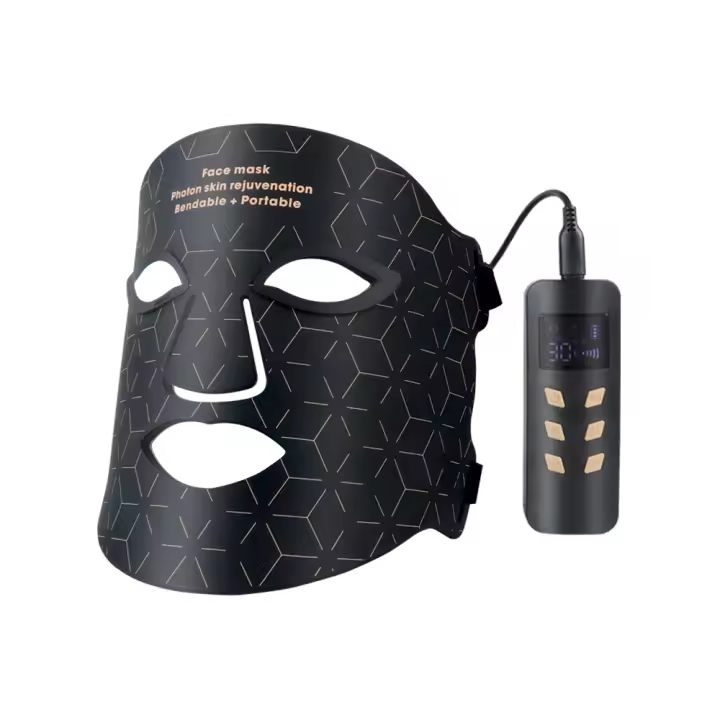 Máscara de terapia de luz roja, dispositivo antienvejecimiento de máscara facial LED de silicona en 4 colores, máscara de terapia de luz facial LED para rejuvenecimiento antienvejecimiento (negro) - 1