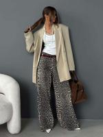 Pantalones de Pierna Ancha y Estampado de Leopardo Cintura Alta, Ajuste Suelto, Comodidad y Calidad - details 2